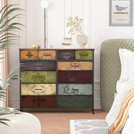 VASICAR Dresser for Bedroom with 12 Drawers Tall Fabric Drawer Dresser