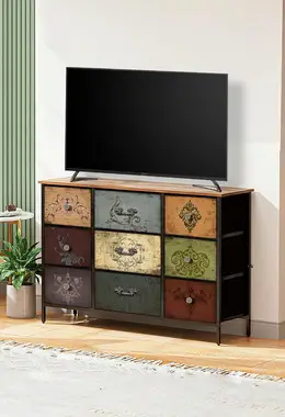 VASICAR Dresser for Bedroom with 9 Deep Fabric Drawers