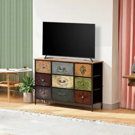 VASICAR Dresser for Bedroom with 9 Deep Fabric Drawers