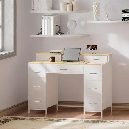 VASICAR Fabric Storage Cabinet with 9 Drawers and 2 Open Shelves