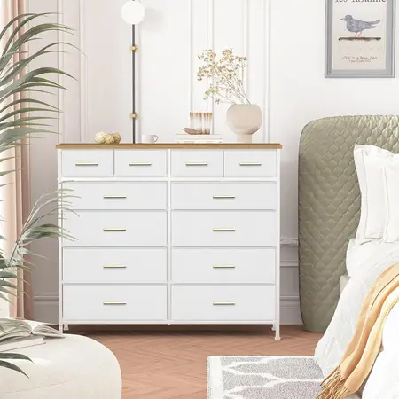 VASICAR White Dresser for Bedroom with 12 Deep Drawers